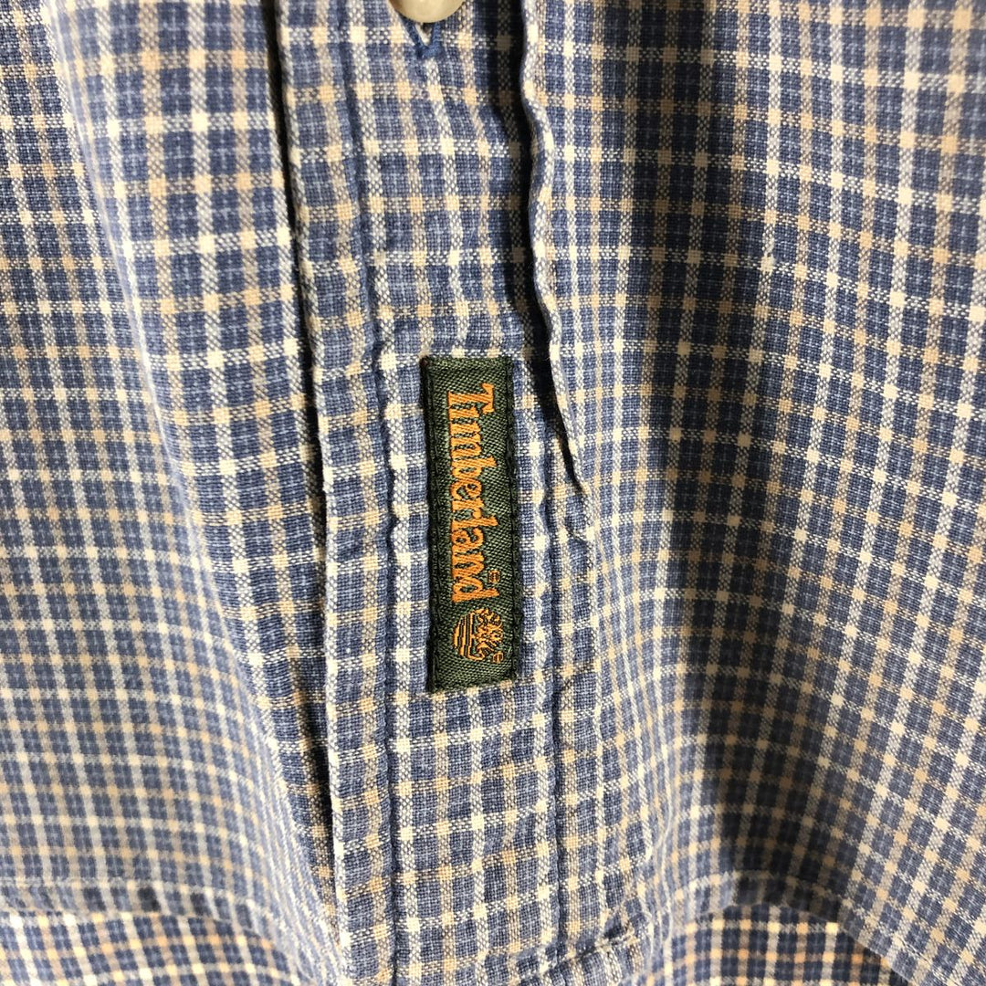 90s~00'S Timberland short sleeve button down check shirt men's size L vintage cotton blue type Vintage Second Hand
