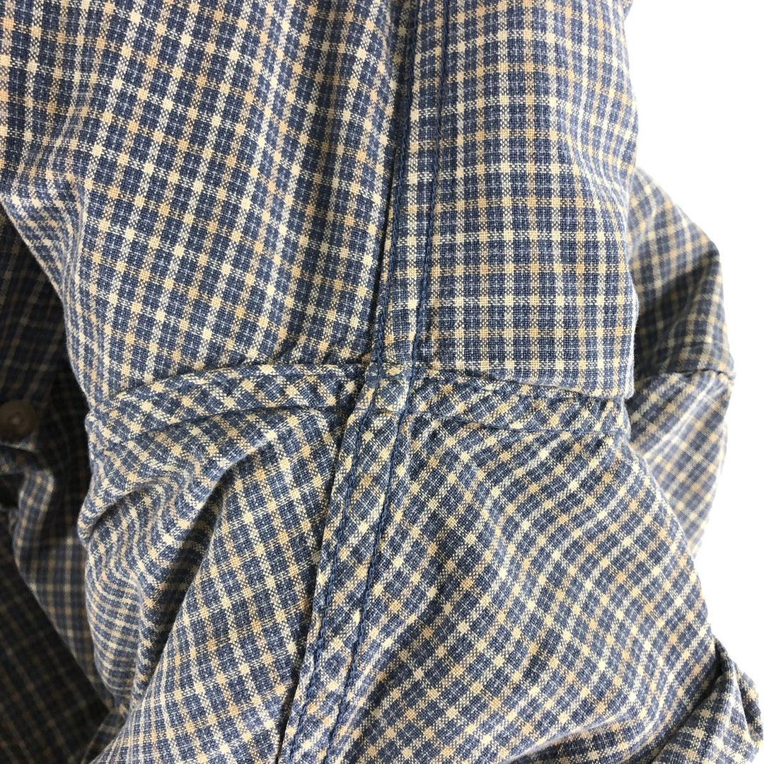 90s~00'S Timberland short sleeve button down check shirt men's size L vintage cotton blue type Vintage Second Hand