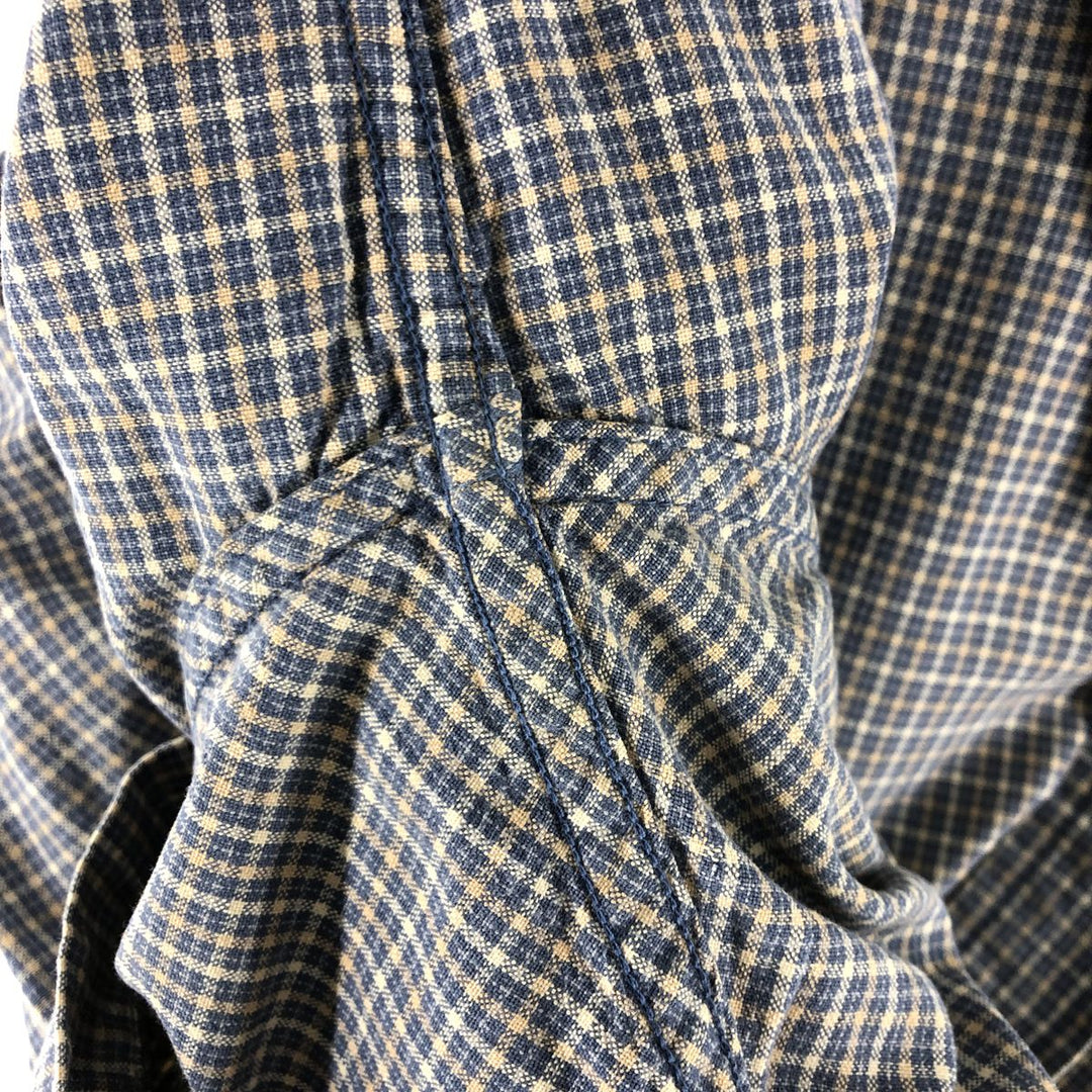 90s~00'S Timberland short sleeve button down check shirt men's size L vintage cotton blue type Vintage Second Hand