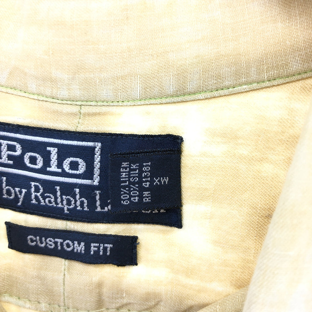 Ralph Lauren POLO by Ralph Lauren CUSTOM FIT short sleeve linen button down shirt men's XL size linen yellow type Vintage Second Hand