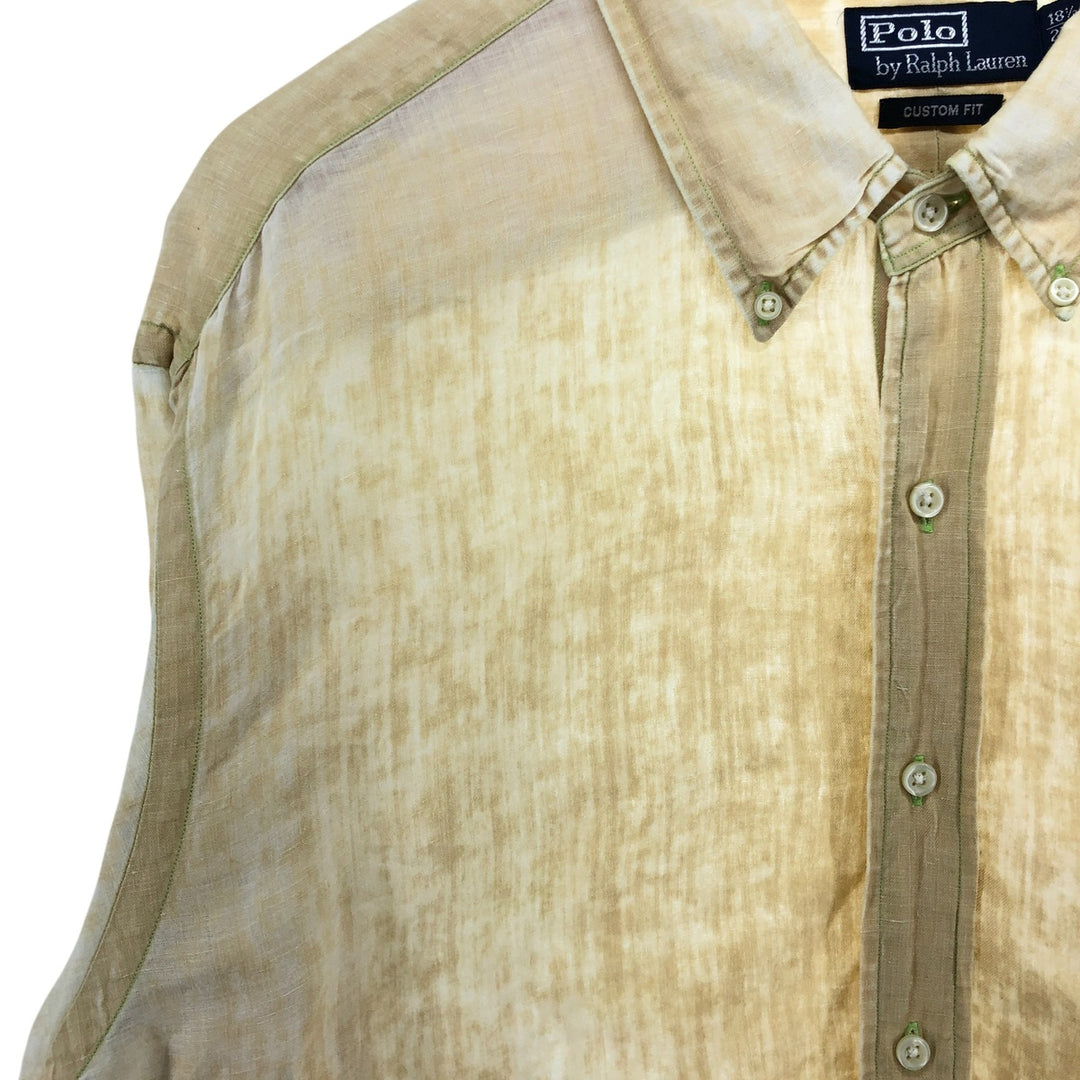 Ralph Lauren POLO by Ralph Lauren CUSTOM FIT short sleeve linen button down shirt men's XL size linen yellow type Vintage Second Hand