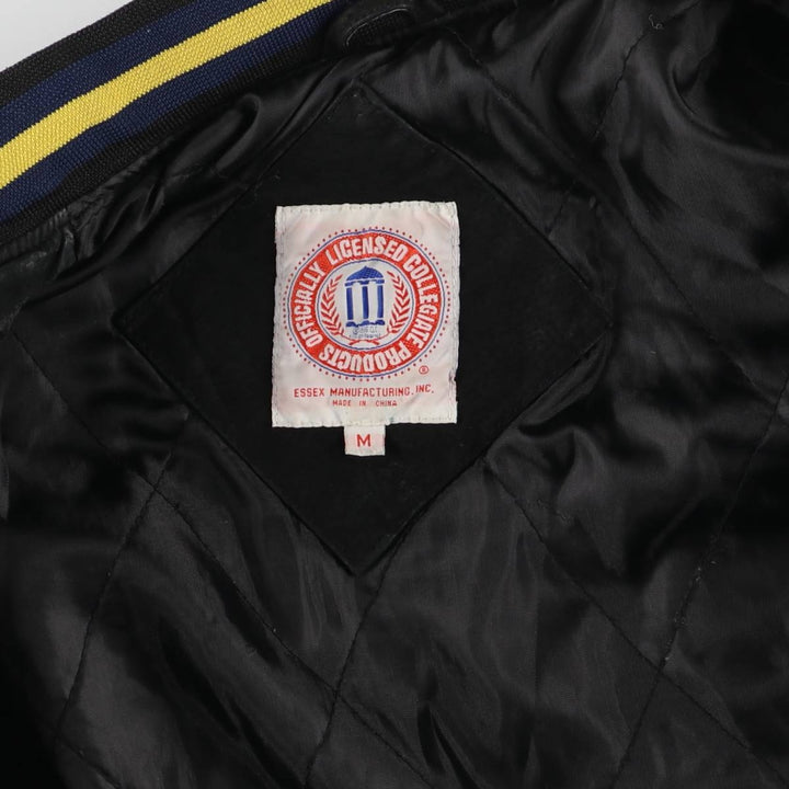 LICENSED COLLEGIATE PRODUCTS University of Michigan Varsity Jacket Suede Leather Blouson Men's M Size genuine leather black type Vintage Second Hand
