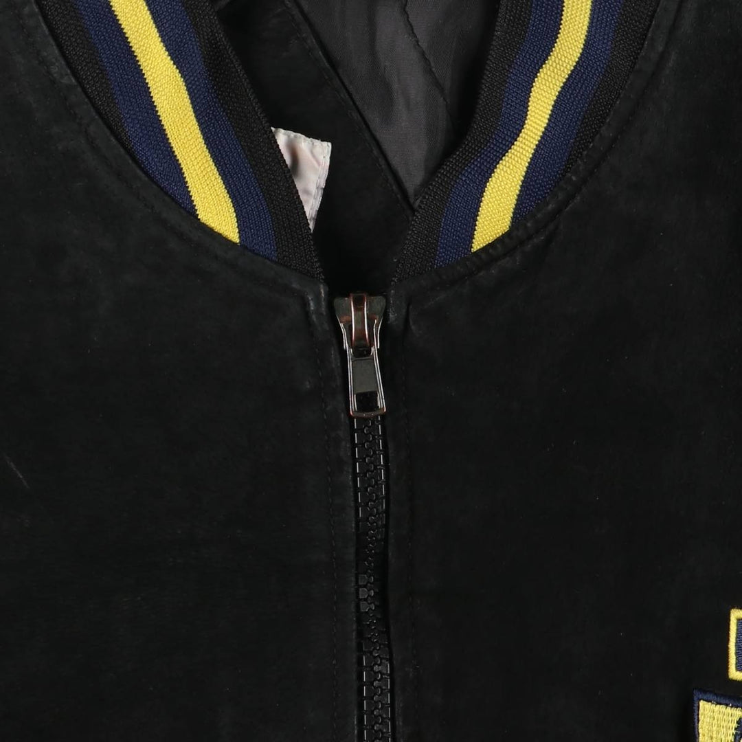 LICENSED COLLEGIATE PRODUCTS University of Michigan Varsity Jacket Suede Leather Blouson Men's M Size genuine leather black type Vintage Second Hand