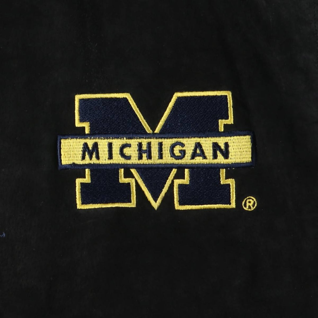 LICENSED COLLEGIATE PRODUCTS University of Michigan Varsity Jacket Suede Leather Blouson Men's M Size genuine leather black type Vintage Second Hand