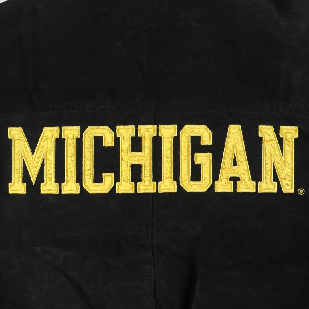 LICENSED COLLEGIATE PRODUCTS University of Michigan Varsity Jacket Suede Leather Blouson Men's M Size genuine leather black type Vintage Second Hand