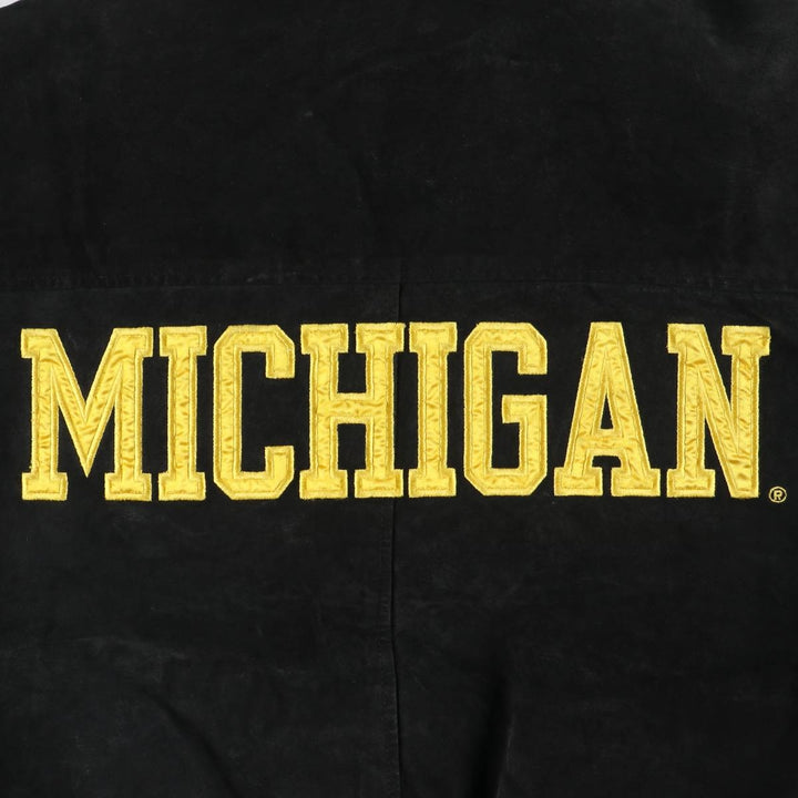 LICENSED COLLEGIATE PRODUCTS University of Michigan Varsity Jacket Suede Leather Blouson Men's M Size genuine leather black type Vintage Second Hand