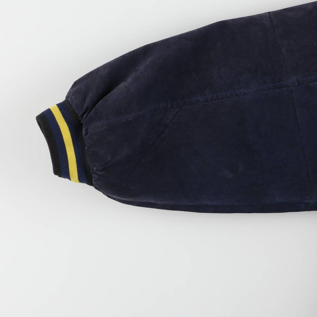 LICENSED COLLEGIATE PRODUCTS University of Michigan Varsity Jacket Suede Leather Blouson Men's M Size genuine leather black type Vintage Second Hand