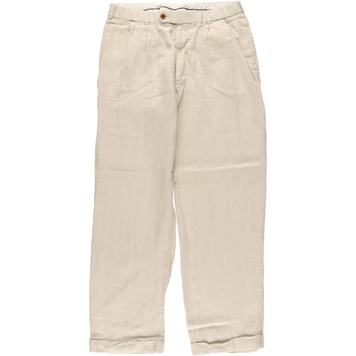 Brooks Brothers IRISH LINEN Two-pleat linen pants, slacks, men's size W33 linen Beige type Vintage Second Hand