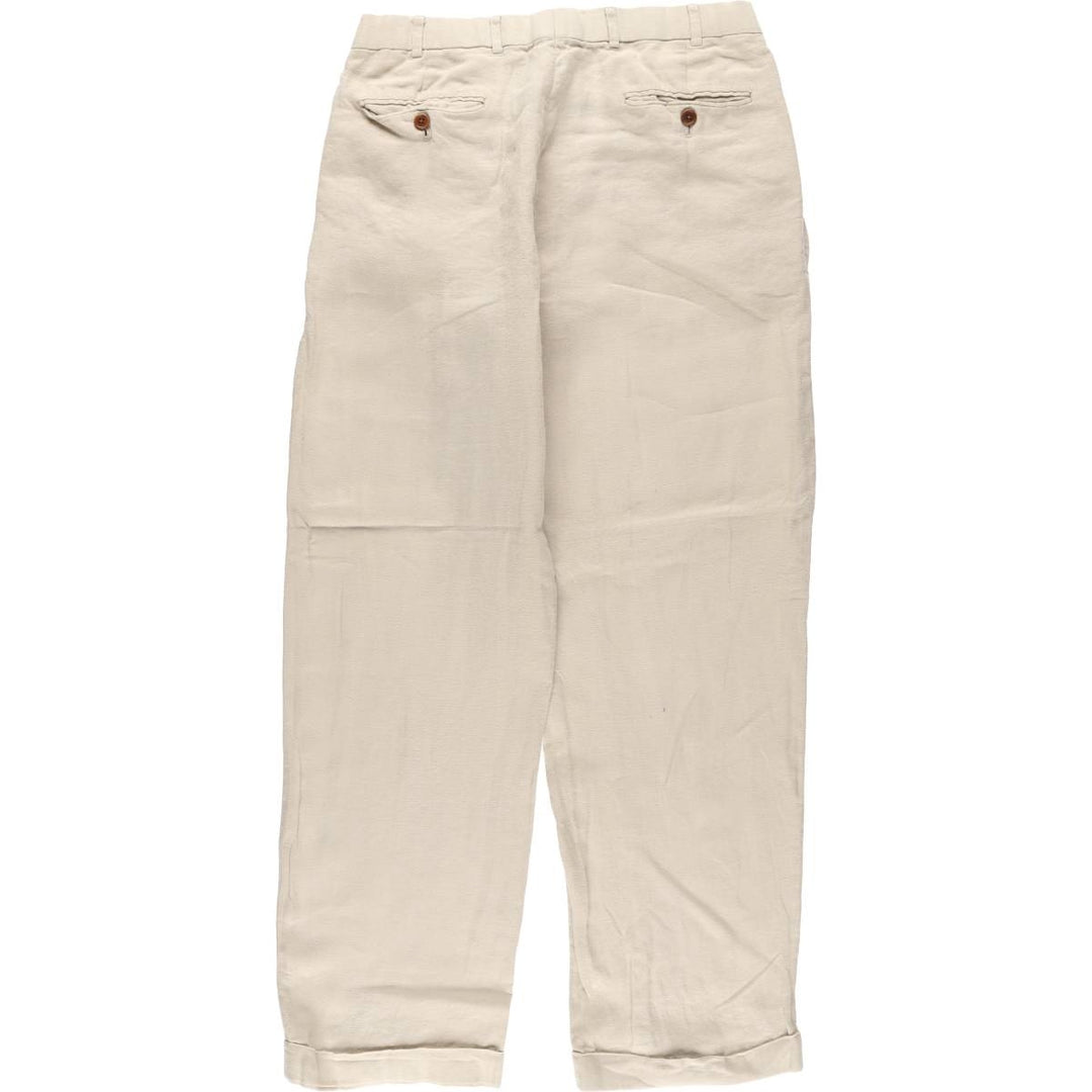 Brooks Brothers IRISH LINEN Two-pleat linen pants, slacks, men's size W33 linen Beige type Vintage Second Hand