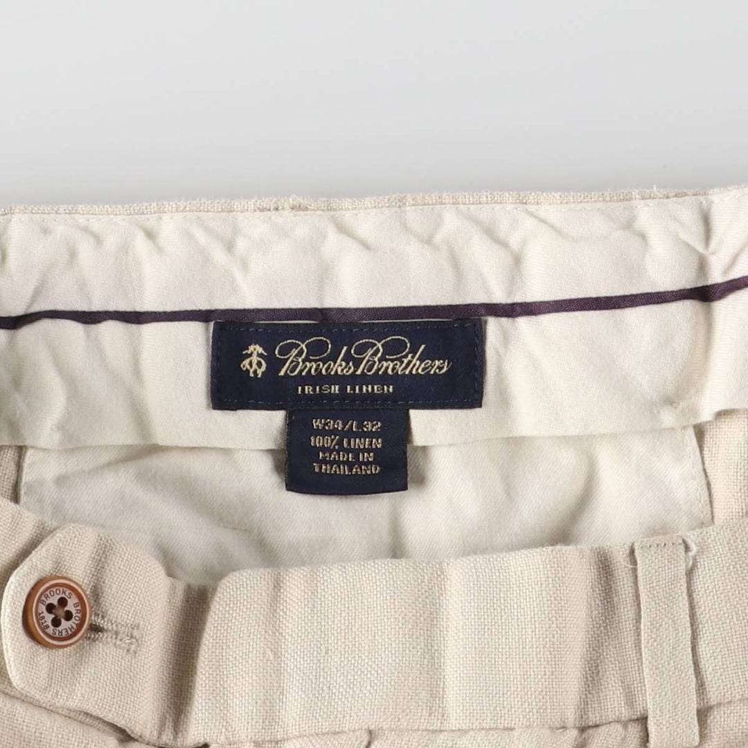Brooks Brothers IRISH LINEN Two-pleat linen pants, slacks, men's size W33 linen Beige type Vintage Second Hand