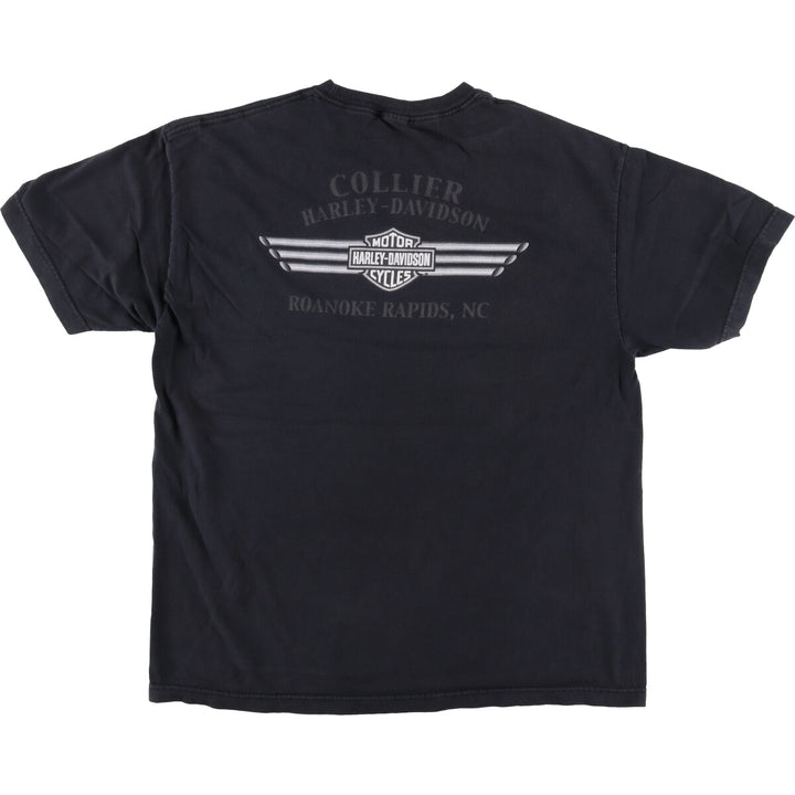 00'S Harley-Davidson Fire Pattern Motorcycle Bike T-Shirt Men's XL unclear black type Vintage Second Hand