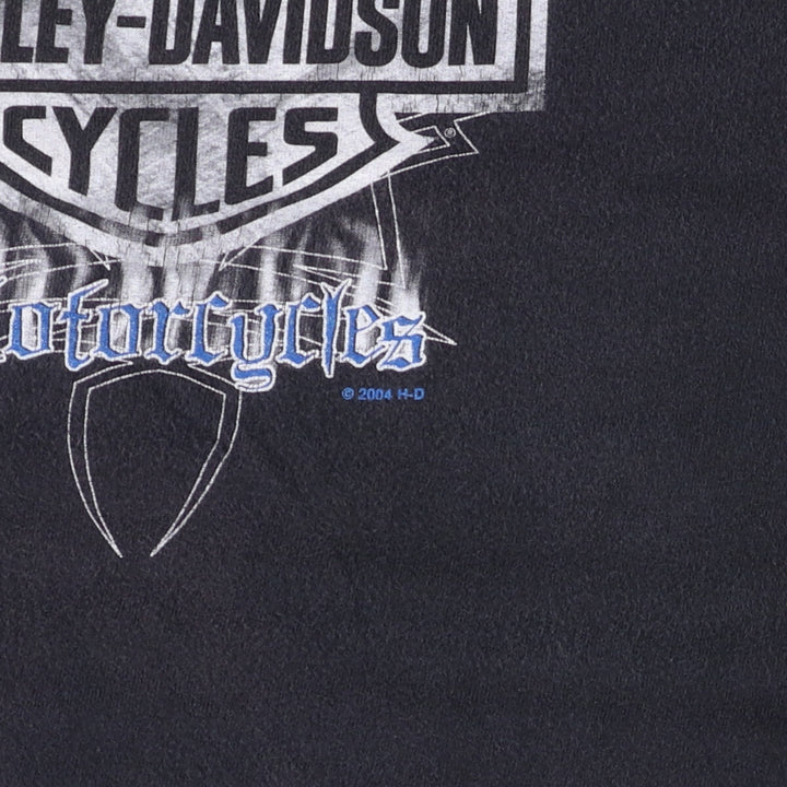 00'S Harley-Davidson Fire Pattern Motorcycle Bike T-Shirt Men's XL unclear black type Vintage Second Hand