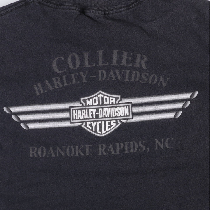 00'S Harley-Davidson Fire Pattern Motorcycle Bike T-Shirt Men's XL unclear black type Vintage Second Hand