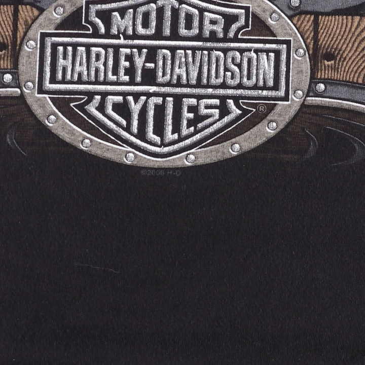 00'S Harley-Davidson Fish Pattern Motorcycle Bike T-Shirt Men's M unclear black type Vintage Second Hand