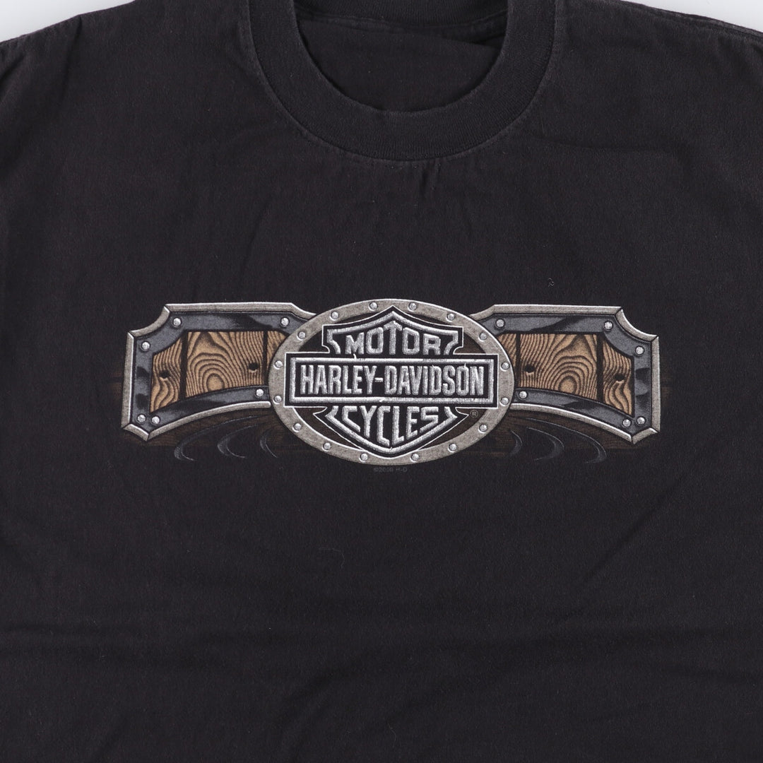 00'S Harley-Davidson Fish Pattern Motorcycle Bike T-Shirt Men's M unclear black type Vintage Second Hand