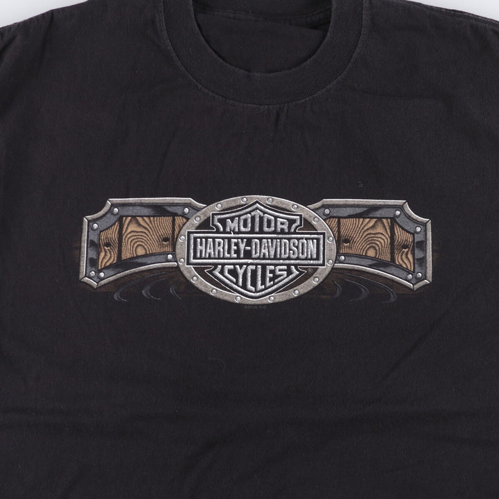 00'S Harley-Davidson Fish Pattern Motorcycle Bike T-Shirt Men's M unclear black type Vintage Second Hand