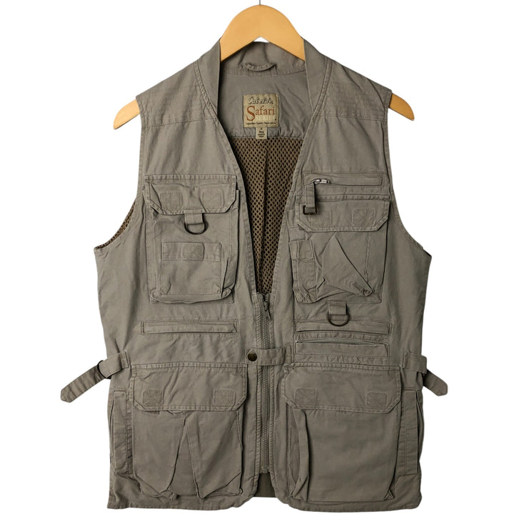 90s-00'S Cabelas SAFARI fishing vest, men's size S, vintage cotton Beige type Vintage Second Hand