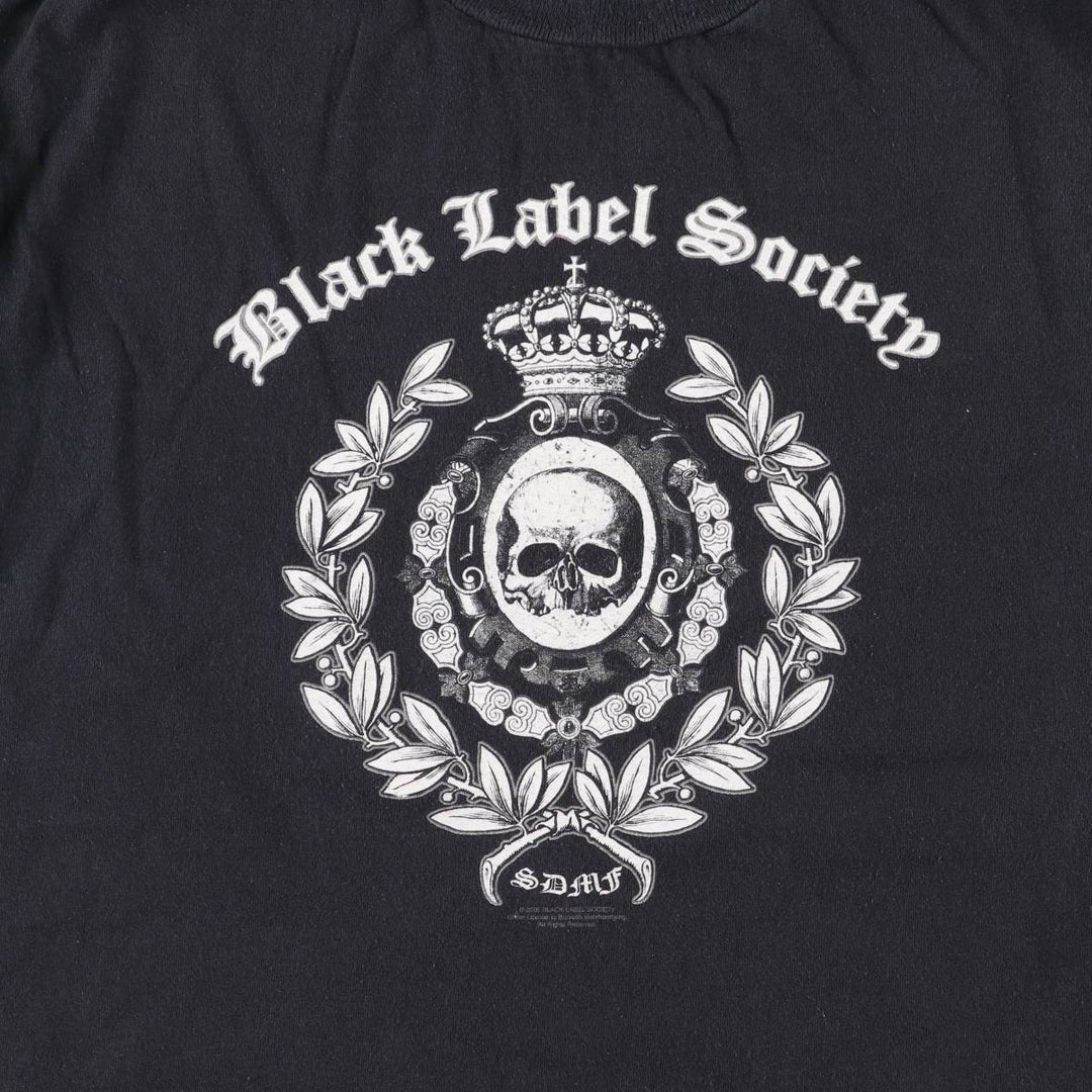 Delta BLACK LABEL SOCIETY Black Label Society Skull Pattern Long Sleeve T-Shirt Band T-Shirt Men's L Size cotton black type Vintage Second Hand