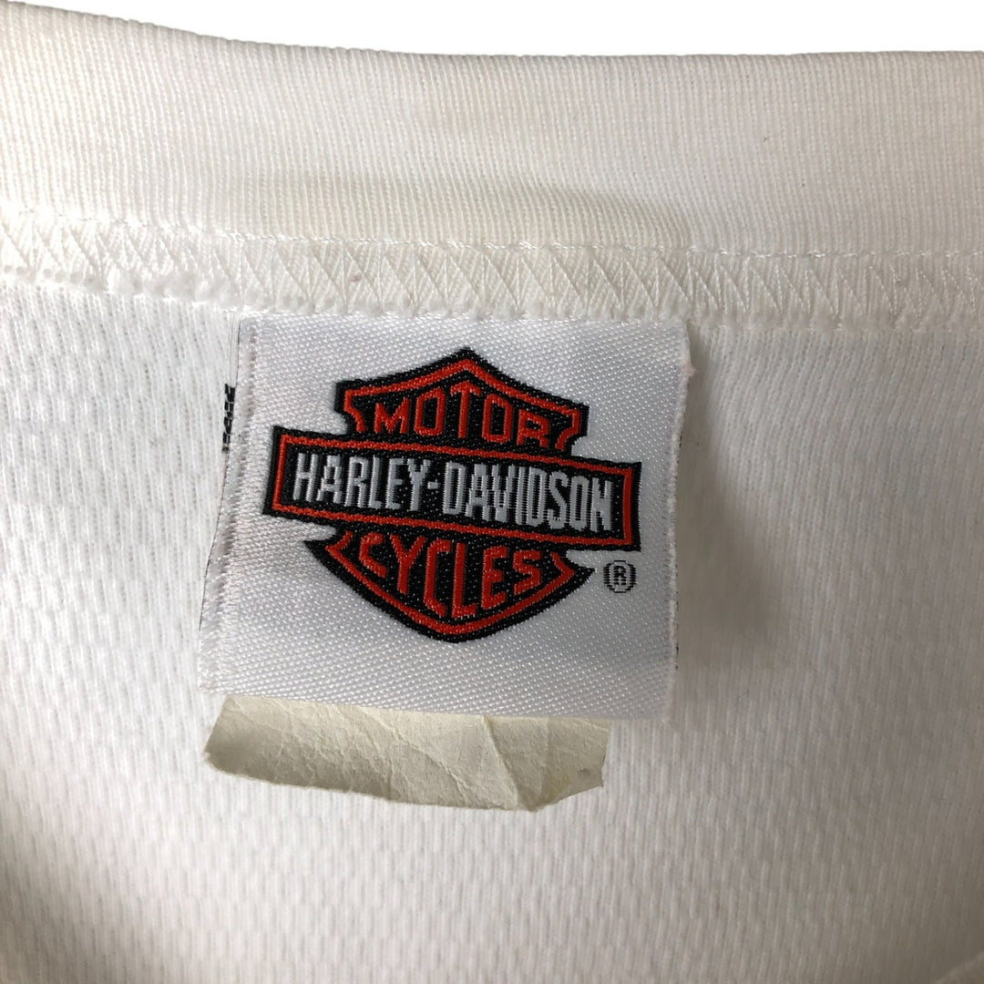 Harley-Davidson Eagle Pattern Thermal Ron T-shirt Honeycomb Men's M size unclear white type Vintage Second Hand