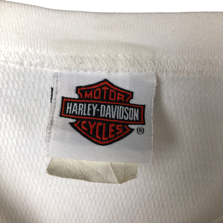 Harley-Davidson Eagle Pattern Thermal Ron T-shirt Honeycomb Men's M size unclear white type Vintage Second Hand