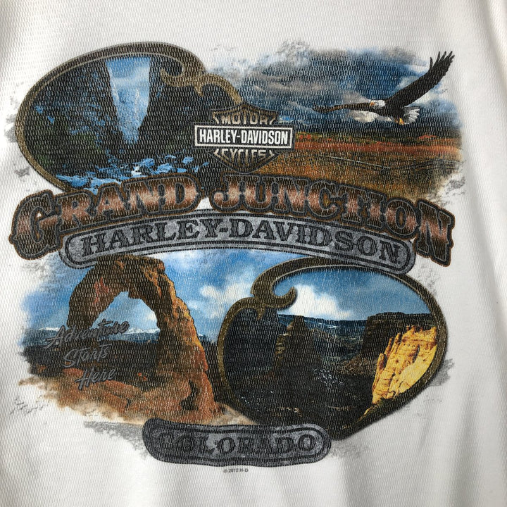 Harley-Davidson Eagle Pattern Thermal Ron T-shirt Honeycomb Men's M size unclear white type Vintage Second Hand