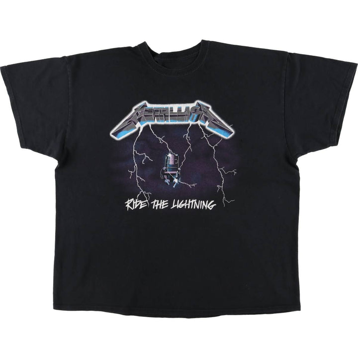 METALLICA RIDE THE LIGHTNING Band T-shirt, Men's L size unclear black type Vintage Second Hand