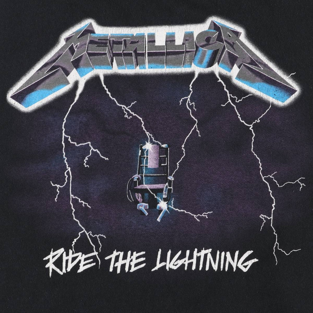 METALLICA RIDE THE LIGHTNING Band T-shirt, Men's L size unclear black type Vintage Second Hand