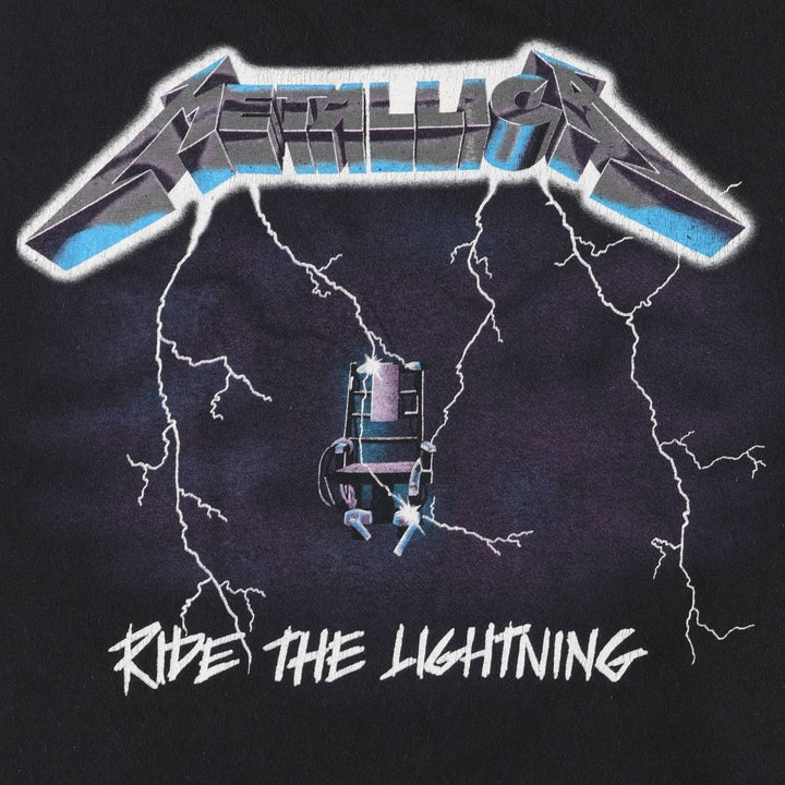 METALLICA RIDE THE LIGHTNING Band T-shirt, Men's L size unclear black type Vintage Second Hand