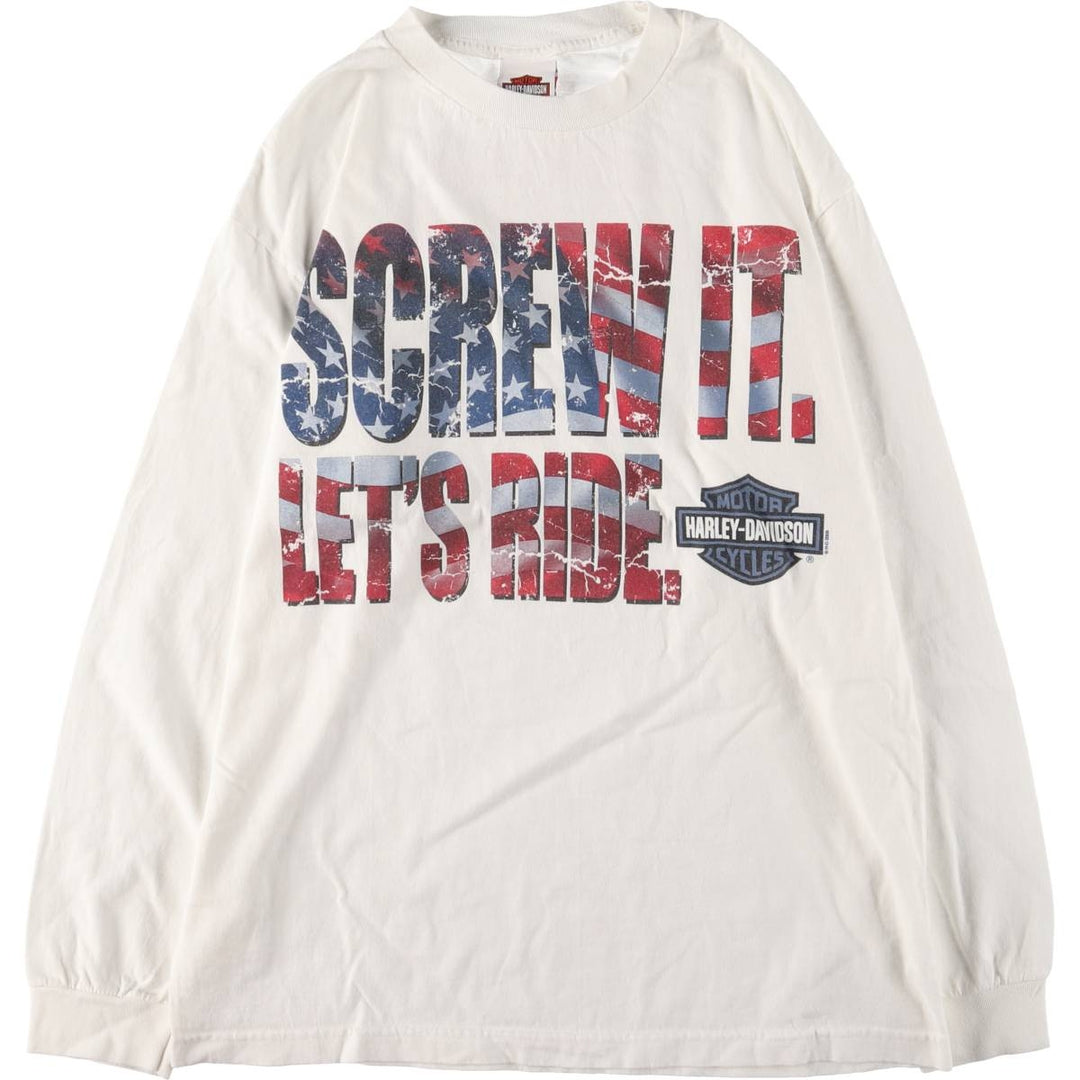 00'S Harley-Davidson Long Sleeve T-Shirt, Men's Size L cotton white type Vintage Second Hand