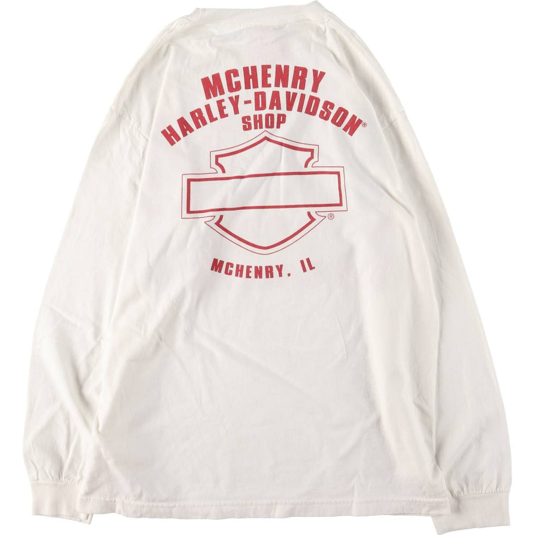 00'S Harley-Davidson Long Sleeve T-Shirt, Men's Size L cotton white type Vintage Second Hand