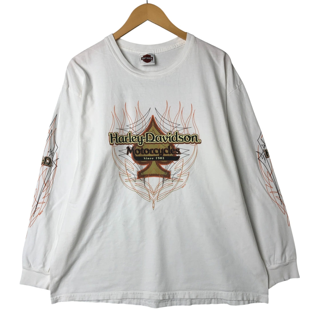 00'S Harley-Davidson Long Sleeve T-Shirt, Men's XL Size unclear white type Vintage Second Hand