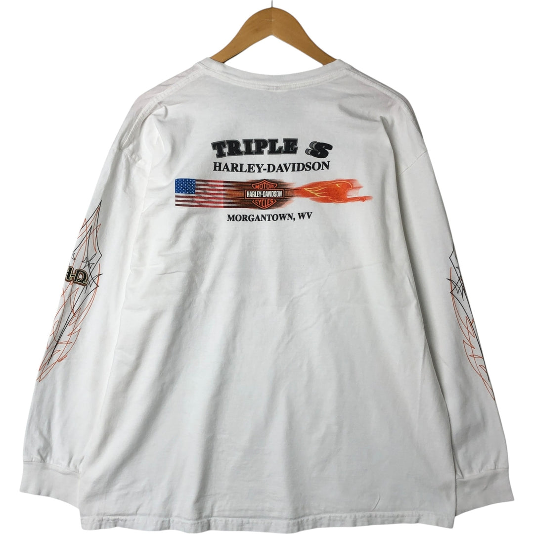 00'S Harley-Davidson Long Sleeve T-Shirt, Men's XL Size unclear white type Vintage Second Hand