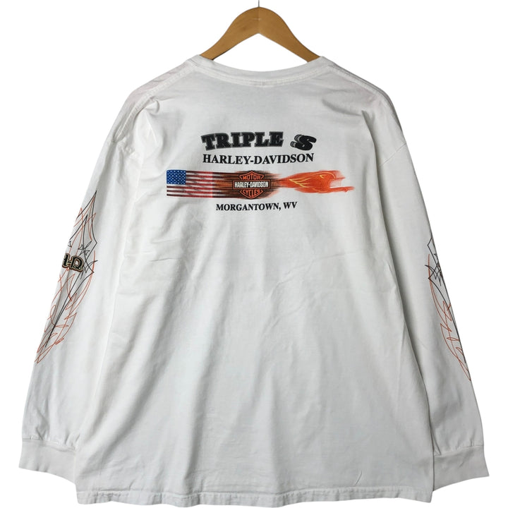 00'S Harley-Davidson Long Sleeve T-Shirt, Men's XL Size unclear white type Vintage Second Hand
