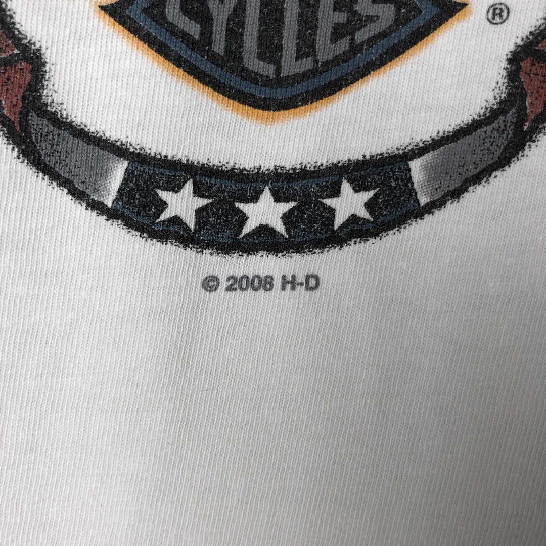 00'S Harley-Davidson Hanes Eagle Pattern Long T-shirt Made in USA Men's L size cotton white type Vintage Second Hand