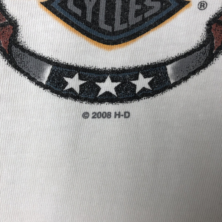 00'S Harley-Davidson Hanes Eagle Pattern Long T-shirt Made in USA Men's L size cotton white type Vintage Second Hand