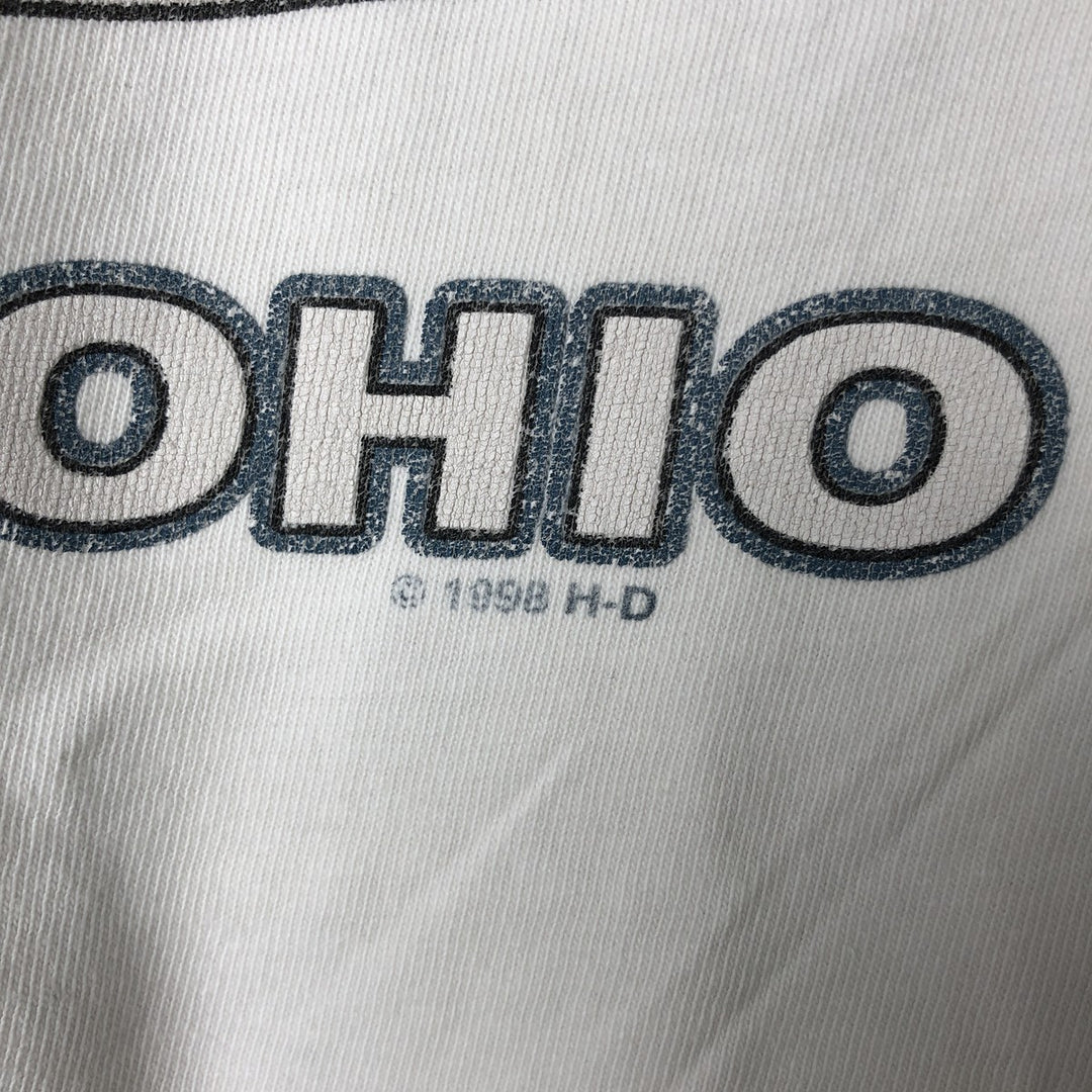 00'S Harley-Davidson Hanes Eagle Pattern Long T-shirt Made in USA Men's L size cotton white type Vintage Second Hand