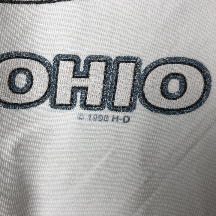 00'S Harley-Davidson Hanes Eagle Pattern Long T-shirt Made in USA Men's L size cotton white type Vintage Second Hand