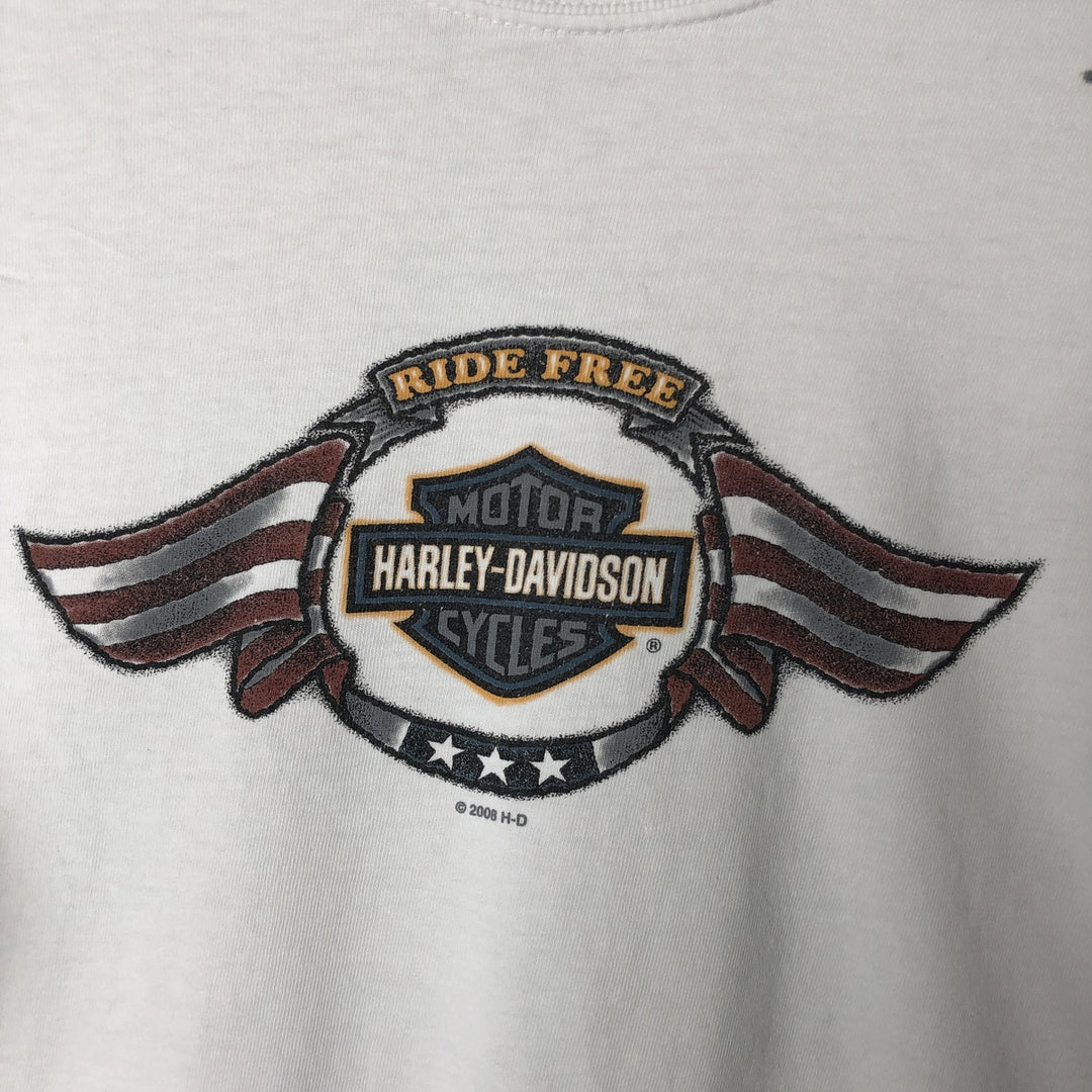 00'S Harley-Davidson Hanes Eagle Pattern Long T-shirt Made in USA Men's L size cotton white type Vintage Second Hand
