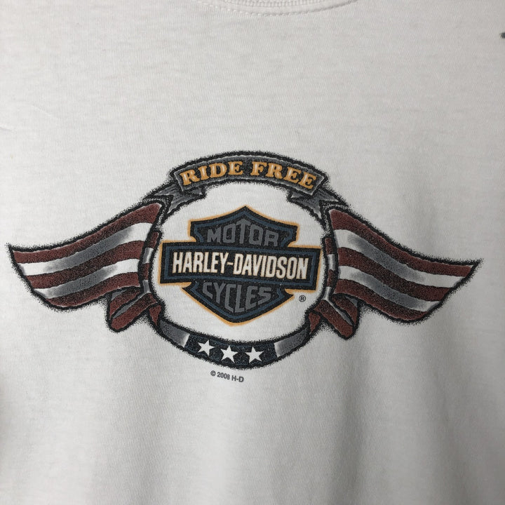 00'S Harley-Davidson Hanes Eagle Pattern Long T-shirt Made in USA Men's L size cotton white type Vintage Second Hand