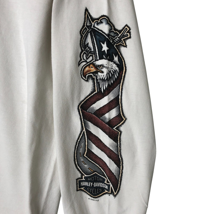 00'S Harley-Davidson Hanes Eagle Pattern Long T-shirt Made in USA Men's L size cotton white type Vintage Second Hand