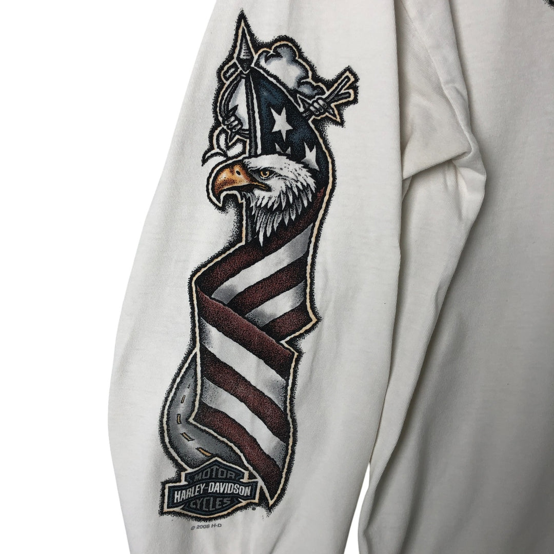 00'S Harley-Davidson Hanes Eagle Pattern Long T-shirt Made in USA Men's L size cotton white type Vintage Second Hand