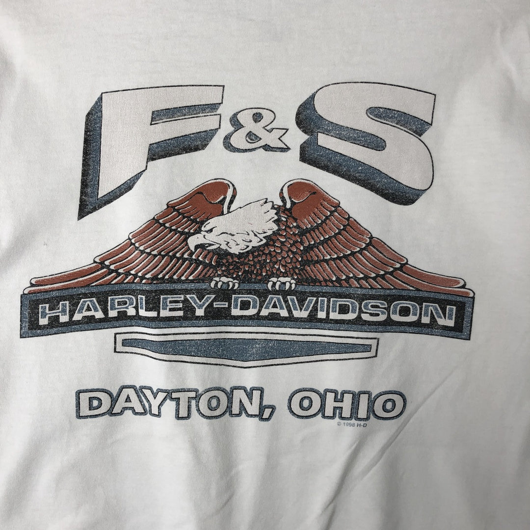00'S Harley-Davidson Hanes Eagle Pattern Long T-shirt Made in USA Men's L size cotton white type Vintage Second Hand