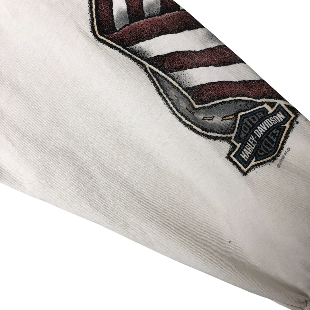 00'S Harley-Davidson Hanes Eagle Pattern Long T-shirt Made in USA Men's L size cotton white type Vintage Second Hand