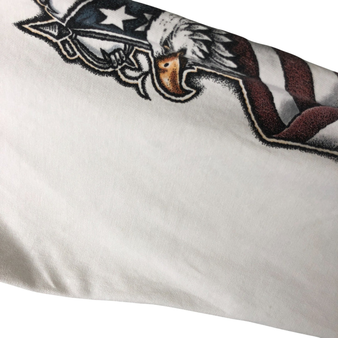 00'S Harley-Davidson Hanes Eagle Pattern Long T-shirt Made in USA Men's L size cotton white type Vintage Second Hand