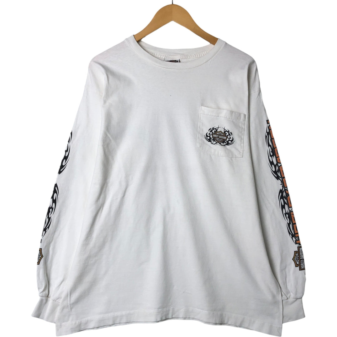 00'S Harley-Davidson HOLOUBEK back print long sleeve T-shirt, men's XL size unclear white type Vintage Second Hand