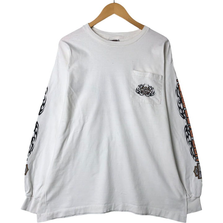 00'S Harley-Davidson HOLOUBEK back print long sleeve T-shirt, men's XL size unclear white type Vintage Second Hand