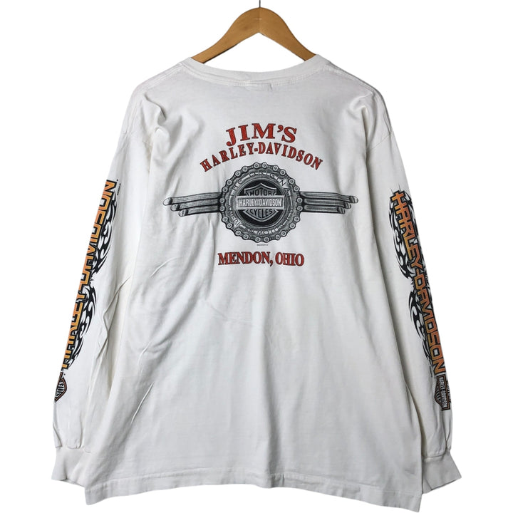 00'S Harley-Davidson HOLOUBEK back print long sleeve T-shirt, men's XL size unclear white type Vintage Second Hand