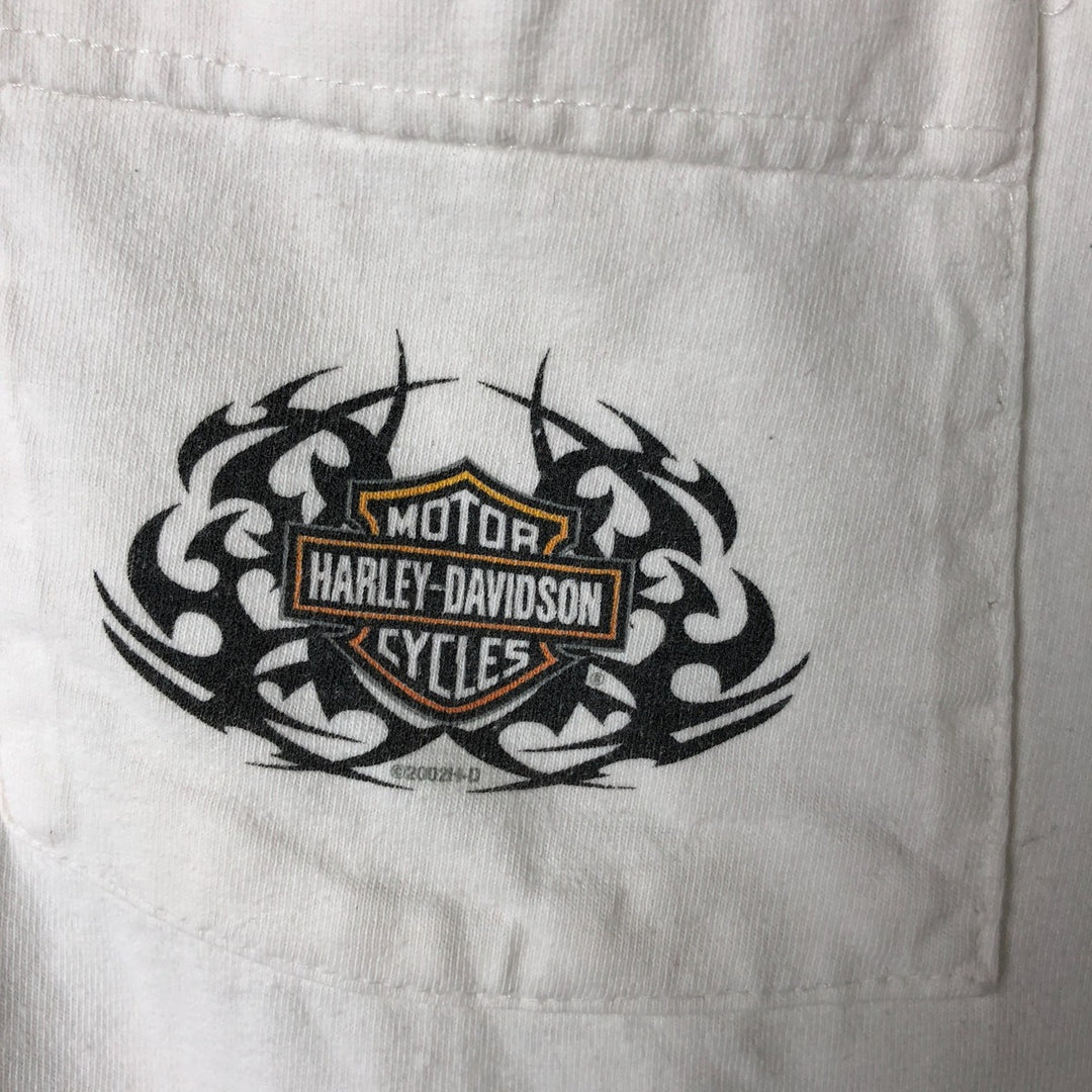 00'S Harley-Davidson HOLOUBEK back print long sleeve T-shirt, men's XL size unclear white type Vintage Second Hand