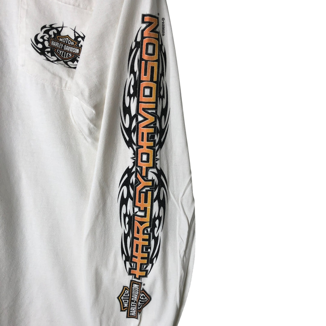 00'S Harley-Davidson HOLOUBEK back print long sleeve T-shirt, men's XL size unclear white type Vintage Second Hand