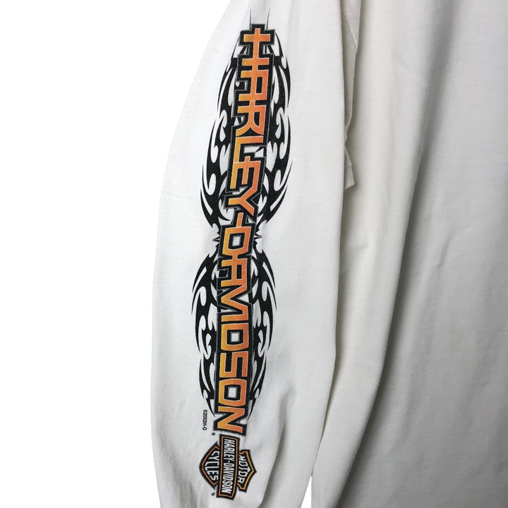 00'S Harley-Davidson HOLOUBEK back print long sleeve T-shirt, men's XL size unclear white type Vintage Second Hand
